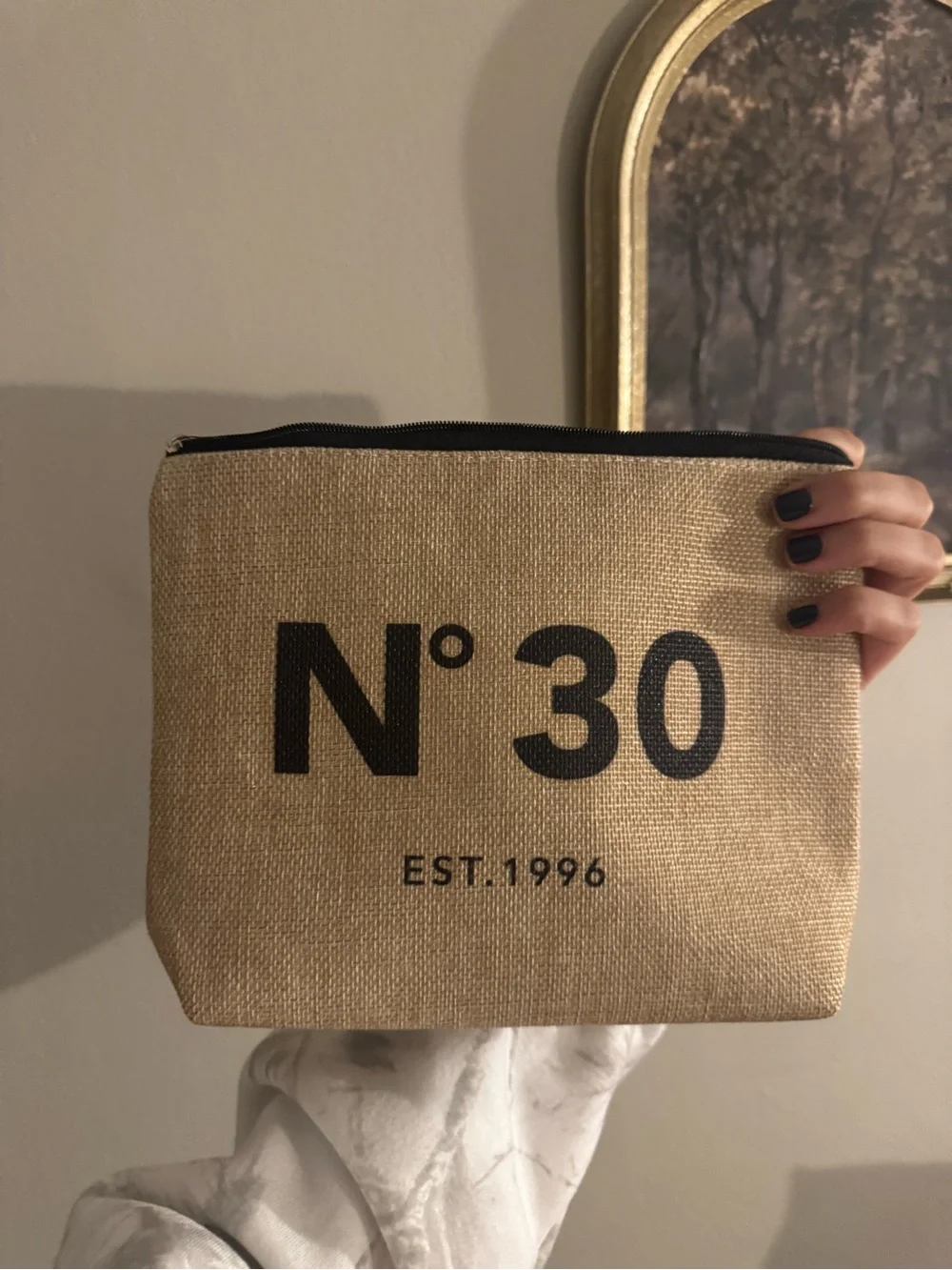 Nº 30 Natural Birthday Tote Bag with Black Handles